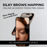 Advertisement for Silky Brows Mapping online academy with smartphone displaying a brow mapping app.